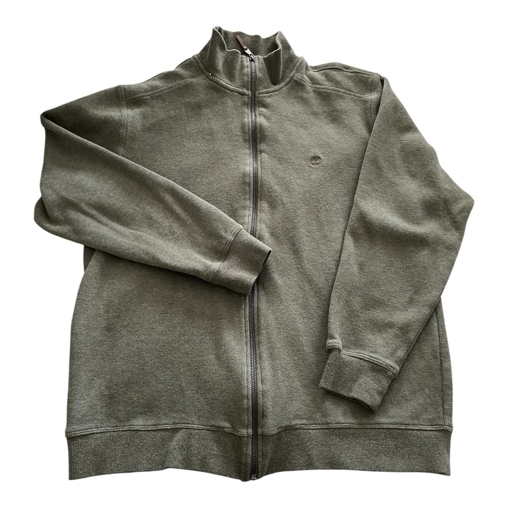 Timberland Men’s Full Zip Olive Green Logo Sweater Size Large - Picture 3 of 10
